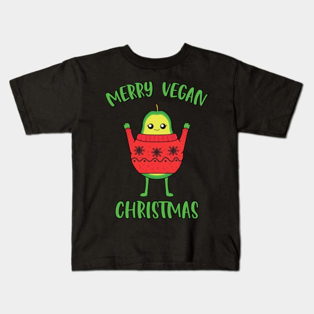 Merry Vegan Christmas Kids T-Shirt by MZeeDesigns